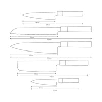 Shinrai Knives – Takumi Kaza 5-teiliges Damastmesser-Set – Kochmesser + Brotmesser + Nakiri + Schälmesser + Schälmesser