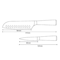 Shinrai Knives - Damascus Print Epoxy Saphir 2-teiliges Messerset - Santoku + Schälmesser