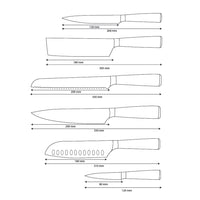 Shinrai Knives - Damascus Druck Epoxy Saphir - 6-teiliges Messerset