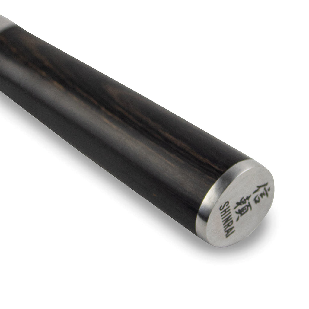 Shinrai Japan - Ensemble de couteaux 5 pièces Hammered Damask BR + bloc de couteaux magnétique Scalae - Bois d'acacia