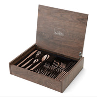 Amefa - Oxford - Coffret de couverts 24 pièces pour 6 personnes, finition cuivre brillant PVD - Coffret de couverts Amefa