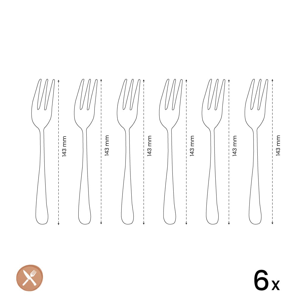 Amefa - Ventura 6 Gebaksvorkjes - Mat Zilver Gebaksvorkjes Amefa