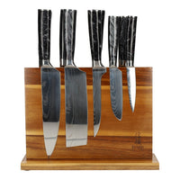 Epoxy Onyx Damascus Print 9-Delige Messenset + Messenblok Messenset met blok Shinrai Japan