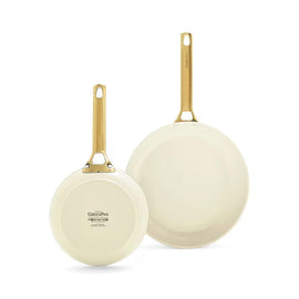 GreenPan - Padova Cream White 2-teiliges Pfannenset mit keramischer Antihaftbeschichtung 20/26 cm GreenPan - Padova Cream White 2-delige pannenset met keramische antiaanbaklaag 20/26 cm Pannenset GreenPan