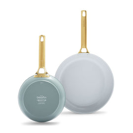 GreenPan - Padova Smokey Blue 2-teiliges Pfannenset mit keramischer Antihaftbeschichtung 20/28 cm GreenPan - Padova Smokey Blue 2-delige pannenset met keramische antiaanbaklaag 20/28 cm Pannenset GreenPan