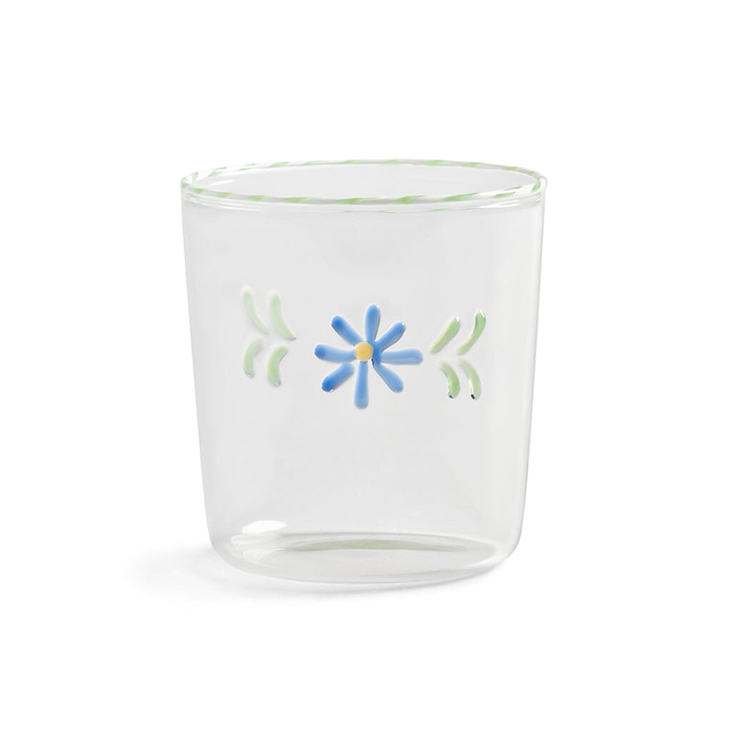 &Klevering - Glas flora blauw set van 2 Drinkglazen &Klevering