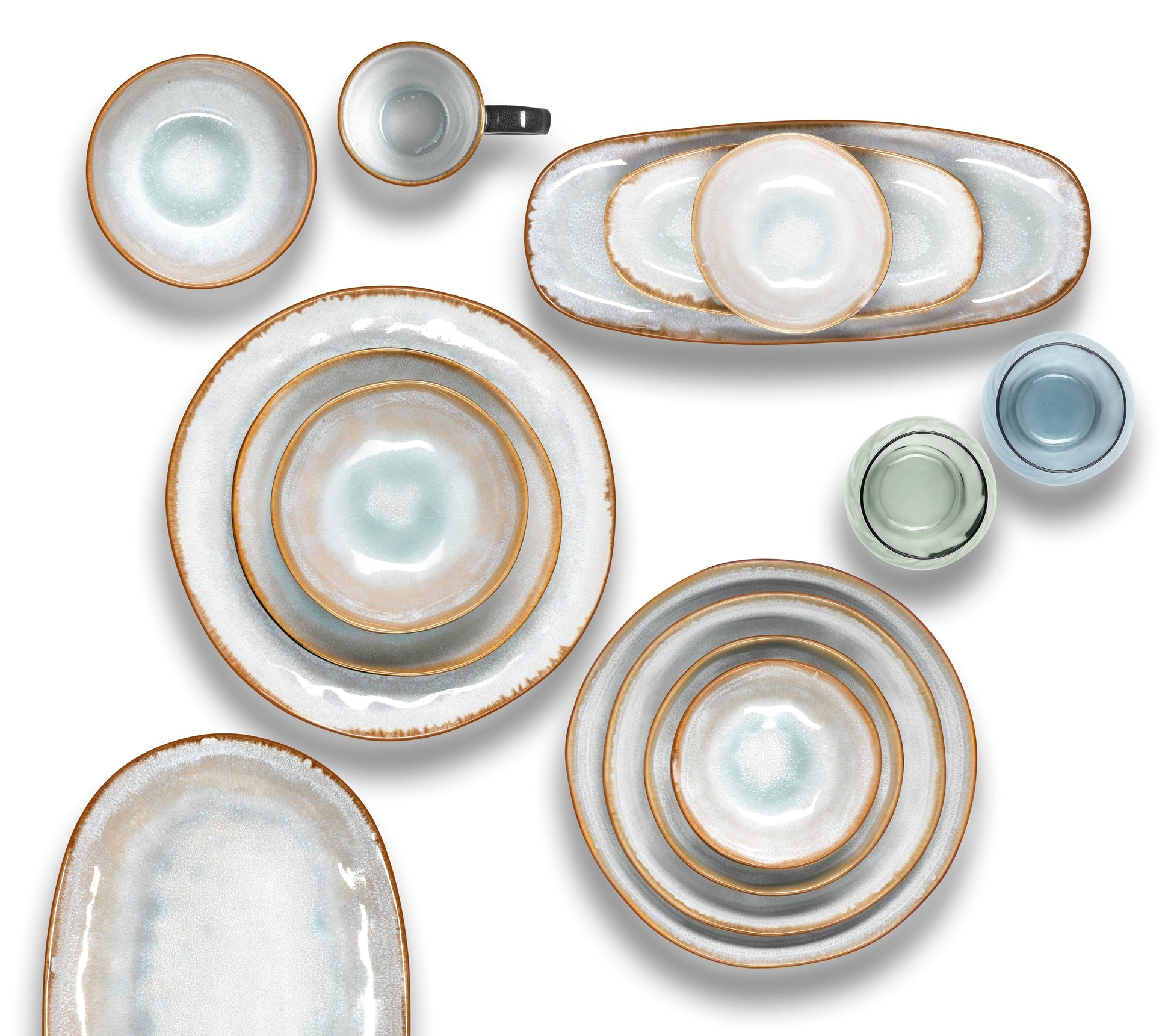 Medard de Noblat - Shadow Aqua Grote Serveerschaal 35.5 x 14 cm (set van 2) Serveerschaal Medard de Noblat