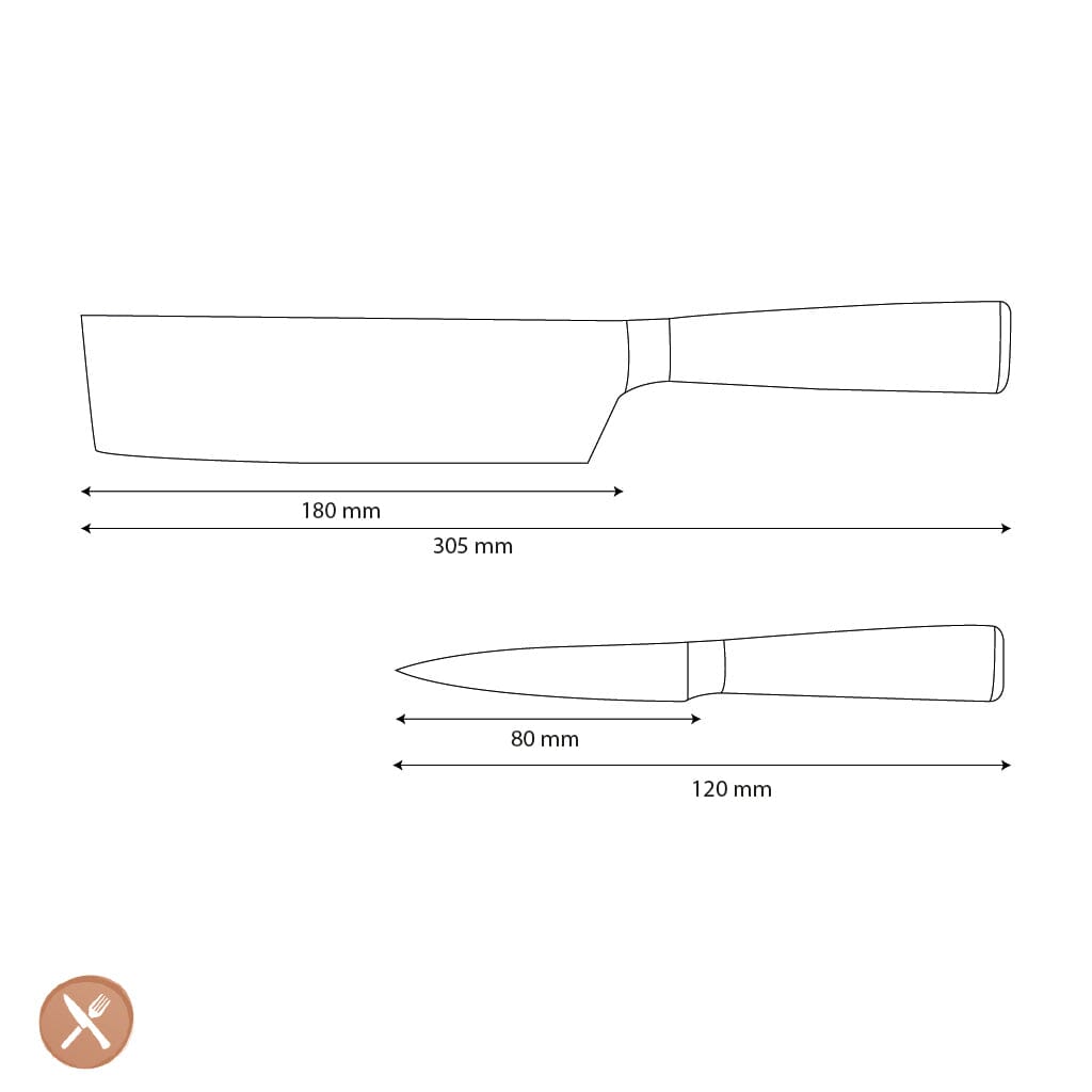 Shinrai Knives - Damascus Print 2-delige Messenset - Nakiri + Schilmes Messenset Shinrai Knives