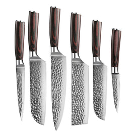 Shinrai Knives - 6-teiliges Messerset aus gehämmertem Edelstahl
 Shinrai Knives - Hammered RVS 6-delige Messenset Messenset Shinrai Knives