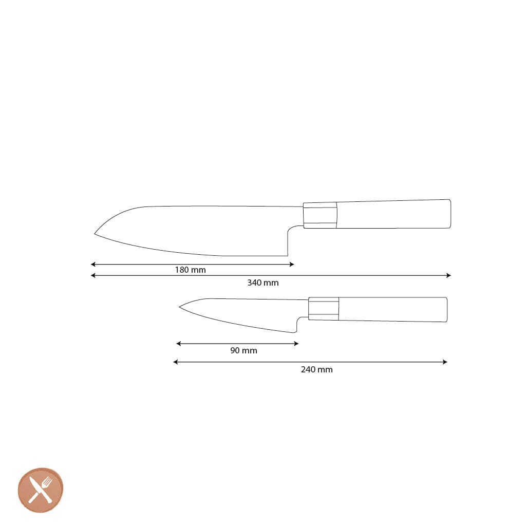 Shinrai Knives - Kurayami 2-delige Damascus Messenset - Santoku + Schilmes Messenset Shinrai Knives
