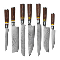Couteaux Shinrai - Coffret Méga Bijoux Micarta - Ensemble complet de couteaux avec bloc, planche à découper et pierre à aiguiser