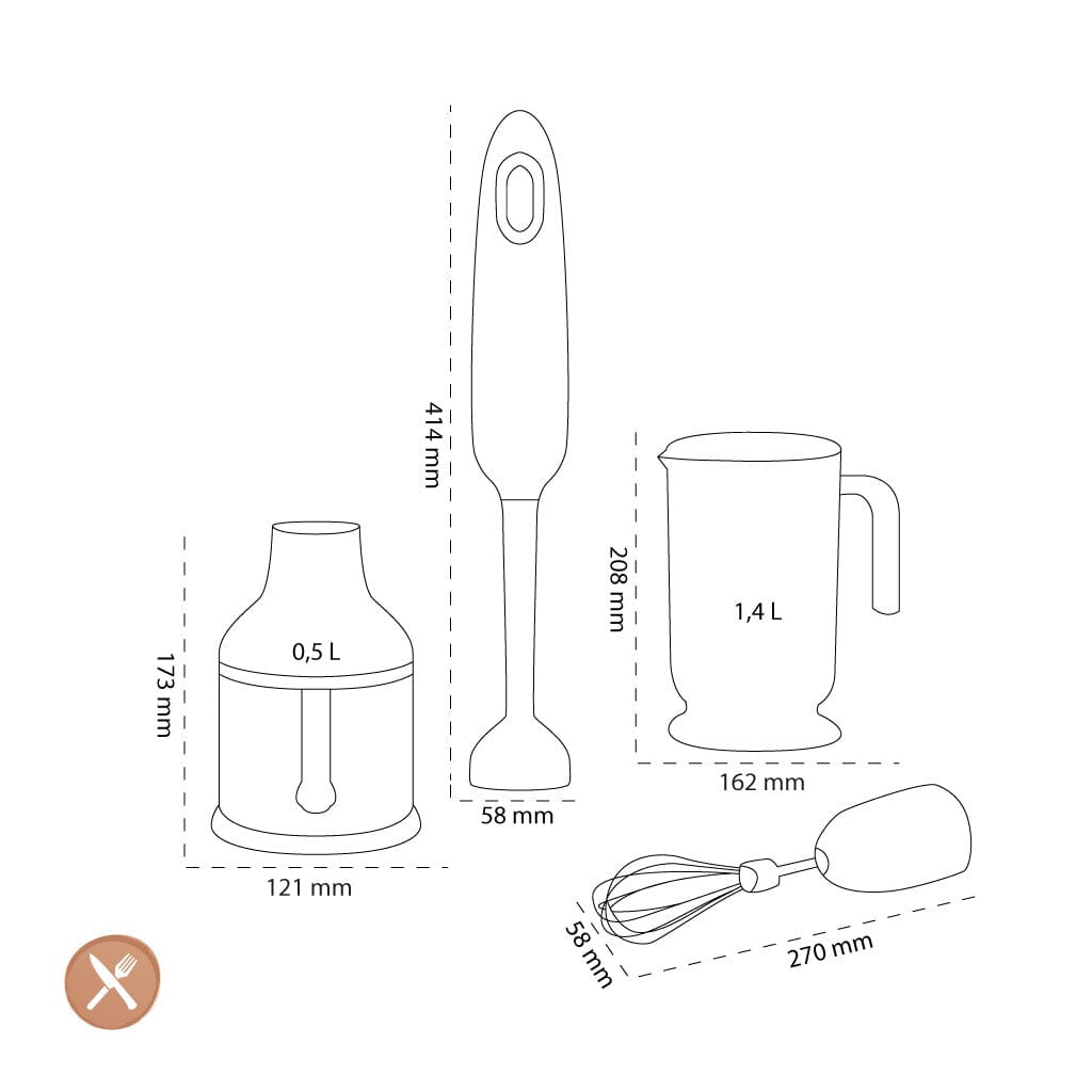 Smeg - Staafmixer | Zwart | Jaren 50 | Staafmixer met accessoires Staafmixer Smeg