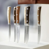 Wusthof - Ikon Steakmessenset 6-delig + Lederen Messentas Messenset Wusthof