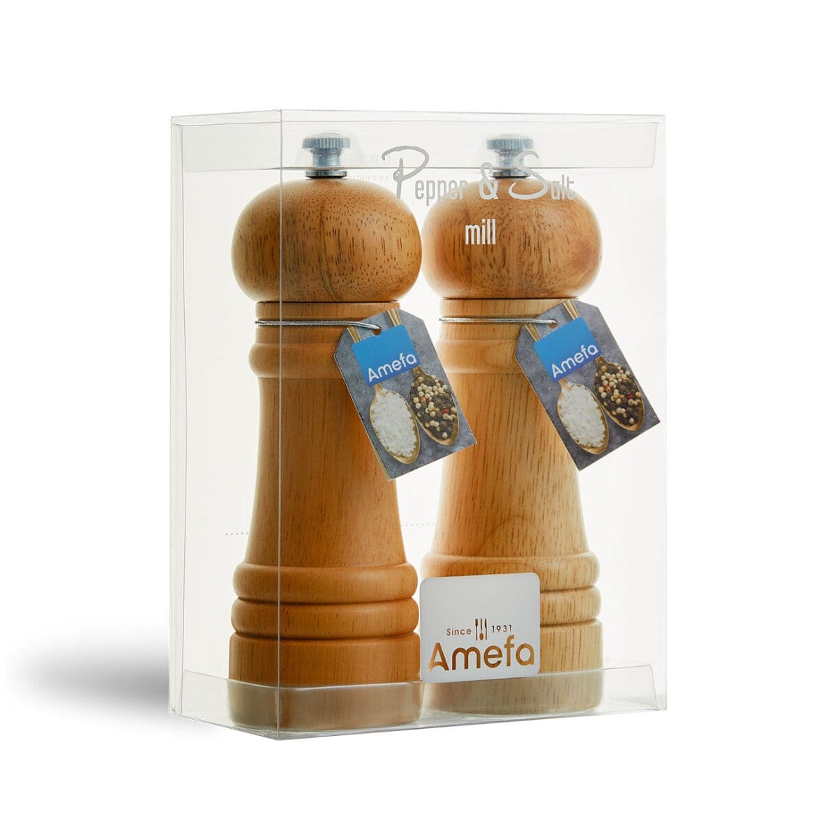 Amefa - 2 piece Pepper&Salt mills set Wood 15 cm - in gift box Amefa