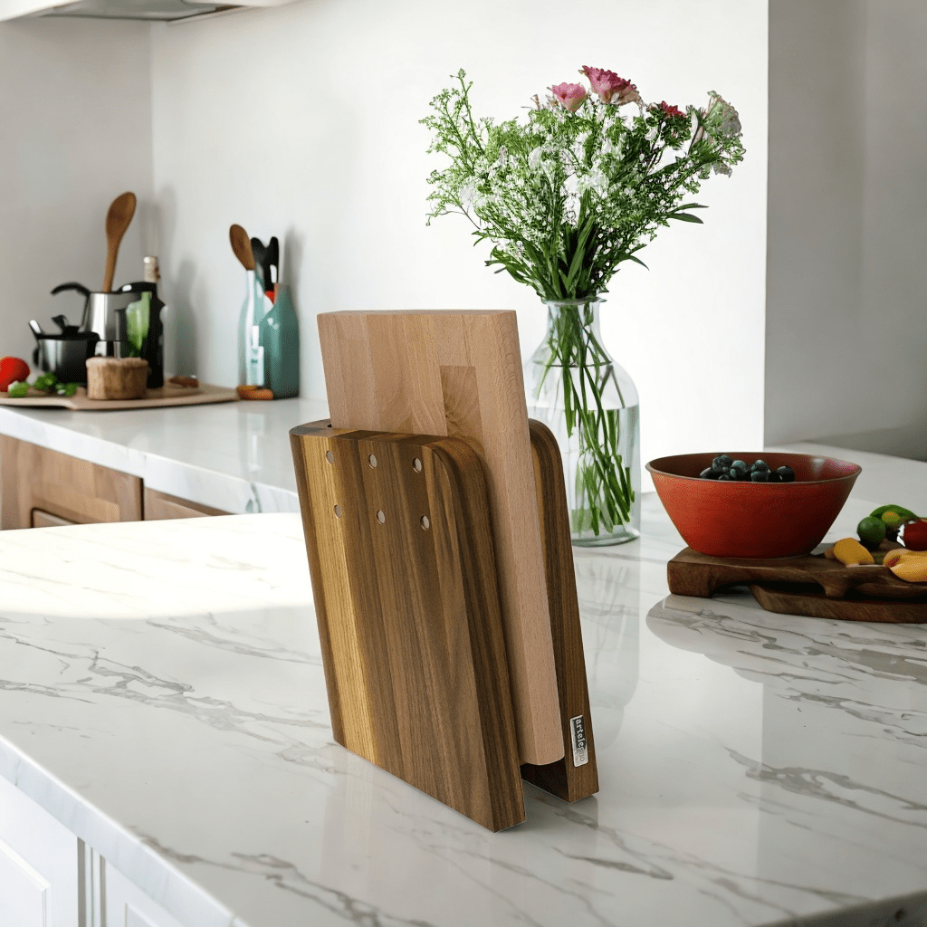 Artelegno - Ceppo Magnetisch Messenblok Walnotenhout + Snijplank Beukenhout Messenblokken Artelegno