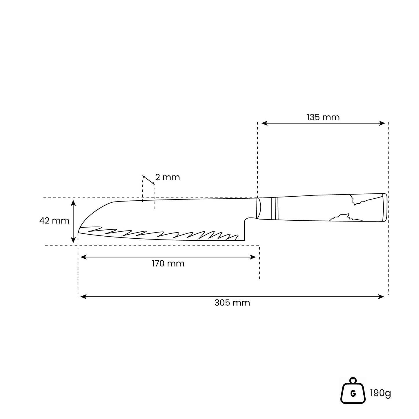Epoxy Onyx Damascus Santoku 18 cm Shinrai Japan