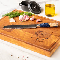 Epoxy Sapphire 6-delige Damascus Messenset + Acacia houder 1 Shinrai Japan