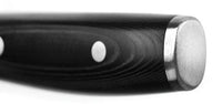 Japans Yaxell Ran Santoku koksmes klein 12,5 cm 69 laags roestvrij damast staal met canvas-micarta heft Yaxell