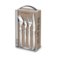 Lou Laguiole - 24-pc cutlery set in open window box - pearl Bestekset Lou Laguiole