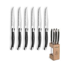 Lou Laguiole - Tradition 6 Steakmesser + Messerblock - Anthrazit Lou Laguiole - 6-pc steak knives in wooden block - anthracite Steakmes Lou Laguiole