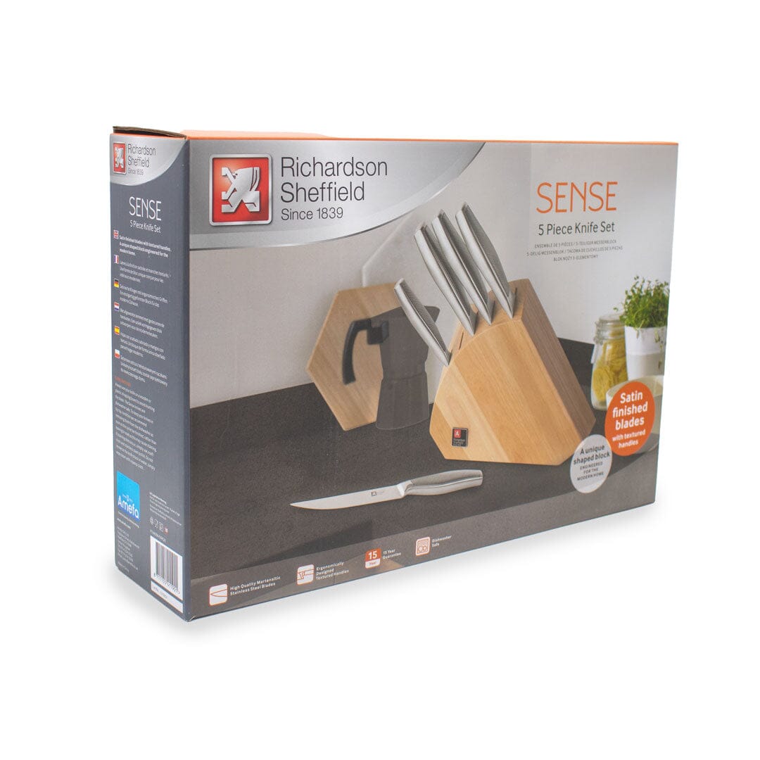 Richardson Sheffield - Sense 5-Delige Messenset met Blok - Hout Messenset met blok Richardson Sheffield