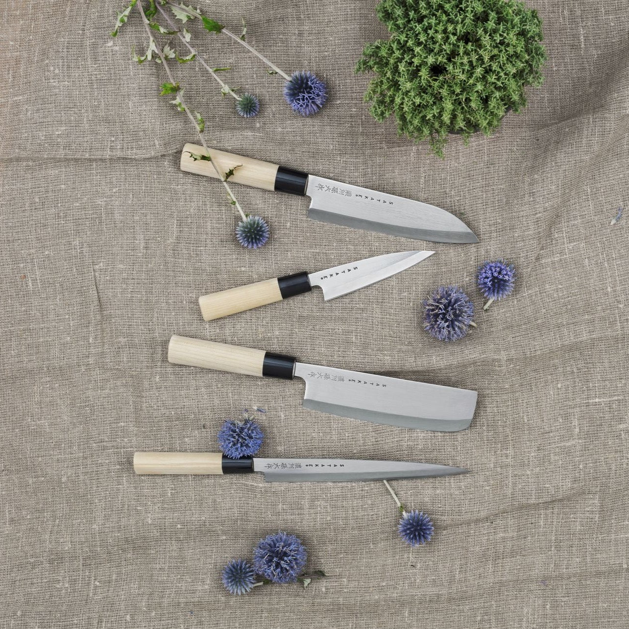Satake - Japanse 4 delige messenset Magnolia Wood Messensets KookGigant