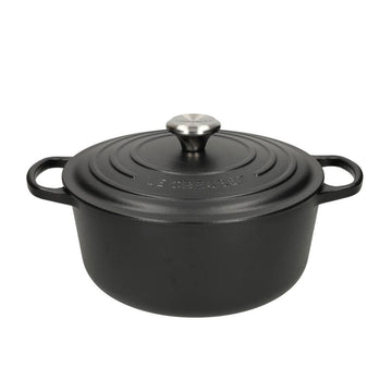 Le Creuset - Braten- / Schmorpfanne Signature rund Mattschwarz 24 cm 4,2 l (schwarze Innenseite)