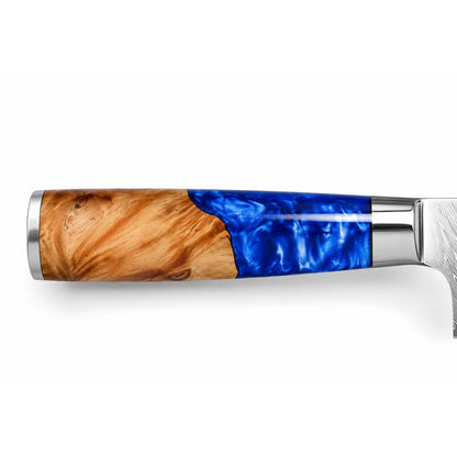 Shinrai Knives - Epoxy Sapphire - Damast Kochmesser 20 cm