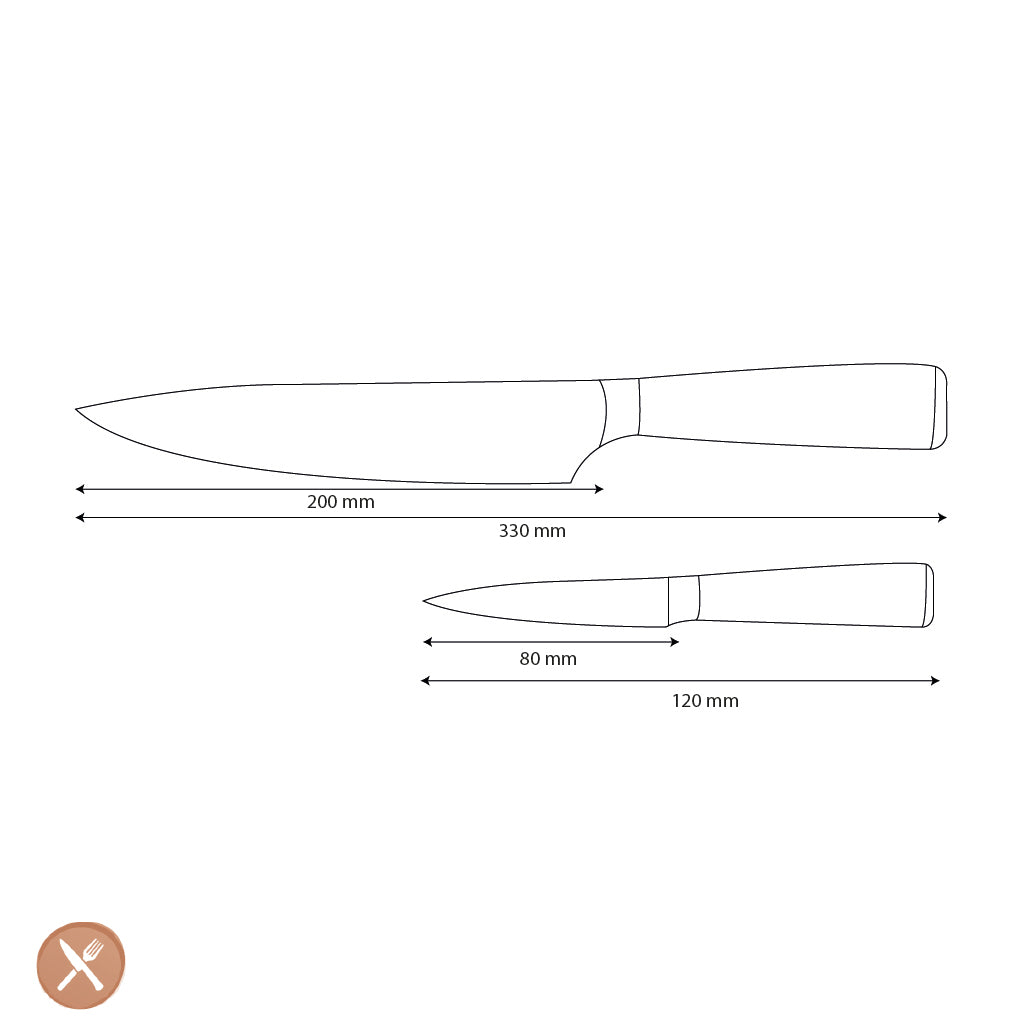 Shinrai Knives – 2-teiliges Messerset mit Damaszener-Print – Kochmesser + Schälmesser