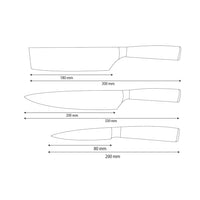 Shinrai Knives – 3-teiliges Messerset aus gehämmertem Edelstahl – Kochmesser + Nakiri + Schälmesser