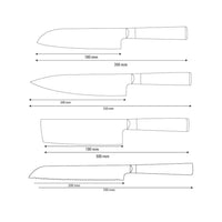 Shinrai Knives - Hammered Damask BR 4-teiliges Messerset - Kochmesser + Nakiri + Santoku + Brotmesser