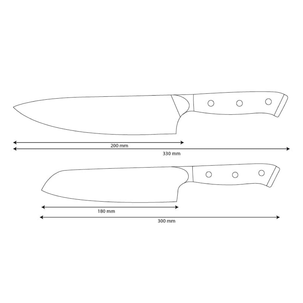 Shinrai Knives - Eclipse 2-teiliges Damastmesser-Set - Kochmesser + Santokumesser
