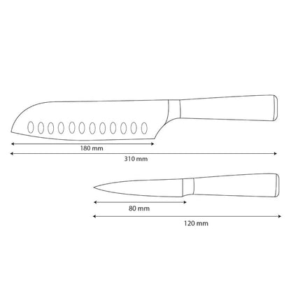 Shinrai Knives – 2-teiliges Messerset mit Damaszener-Print – Santoku + Schälmesser