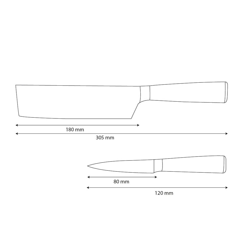 Shinrai Knives - 2-teiliges Messerset mit Damaszener-Print - Nakiri + Schälmesser
