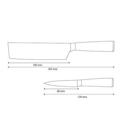 Shinrai Knives - 2-teiliges Messerset mit Damaszener-Print - Nakiri + Schälmesser