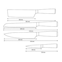 Shinrai Knives - Damascus Print 4-teiliges Messerset - Kochmesser + Brotmesser + Nakiri + Schälmesser