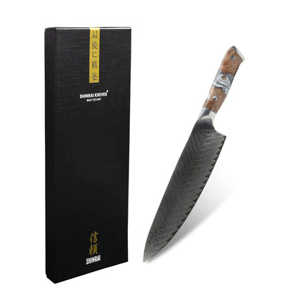 Shinrai Knives - Couteau de chef Damas série Eclipse 20 cm