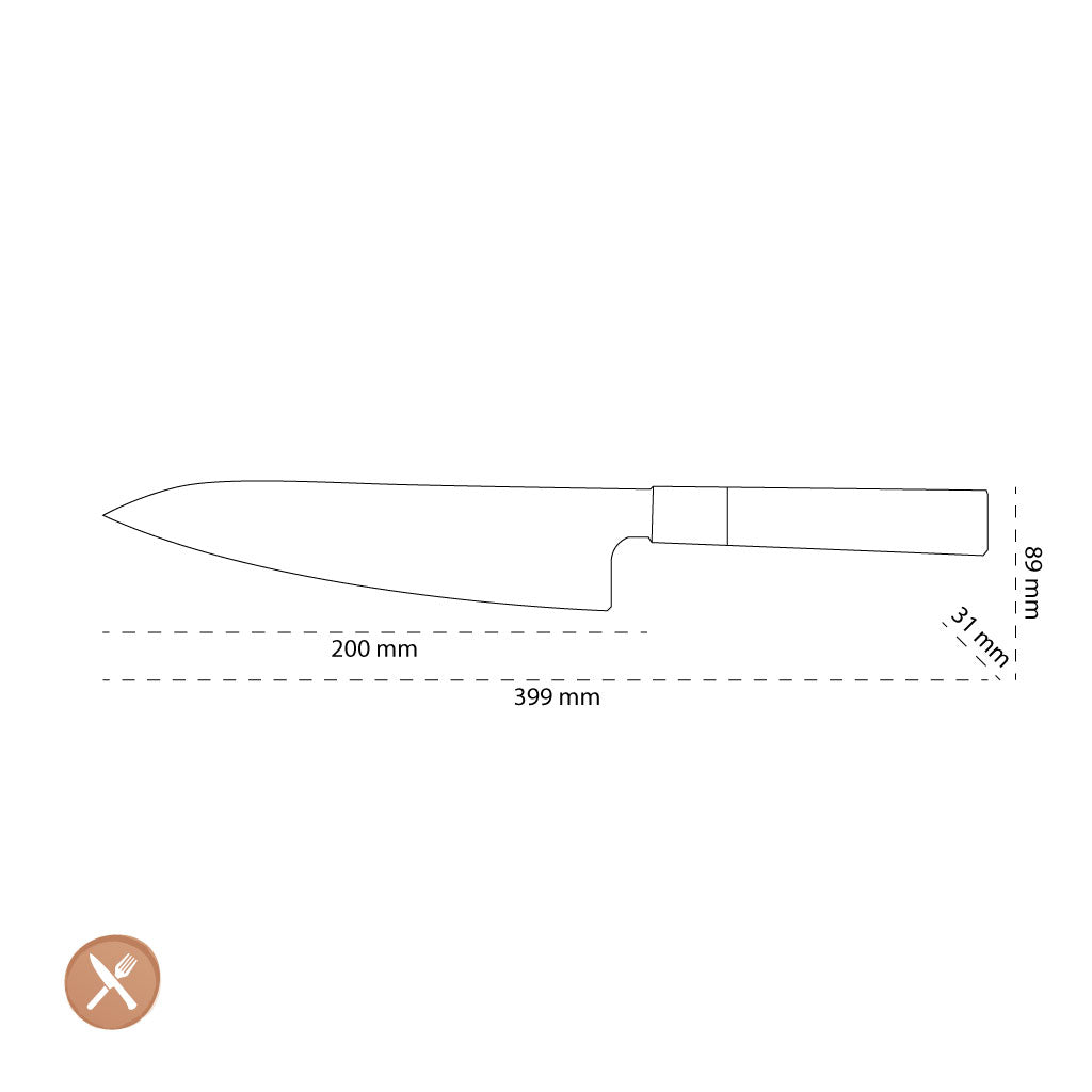 Shinrai Japan - Kurayami Damast Kochmesser 20 cm