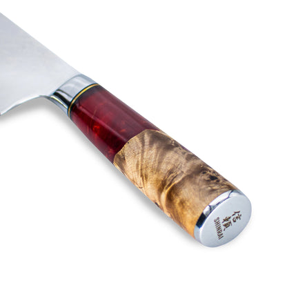 Shinrai Knives - Couteau de Chef Epoxy Ruby Damascus 20 cm