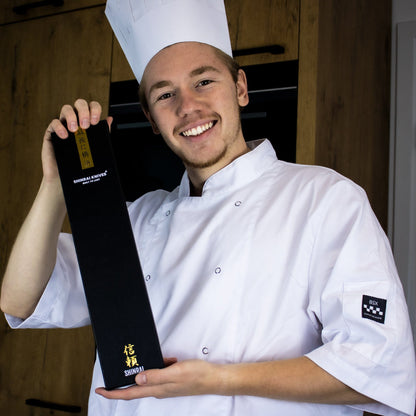 Shinrai Knives - Perlmutt Juwelen Damascus Santokumesser 18 cm