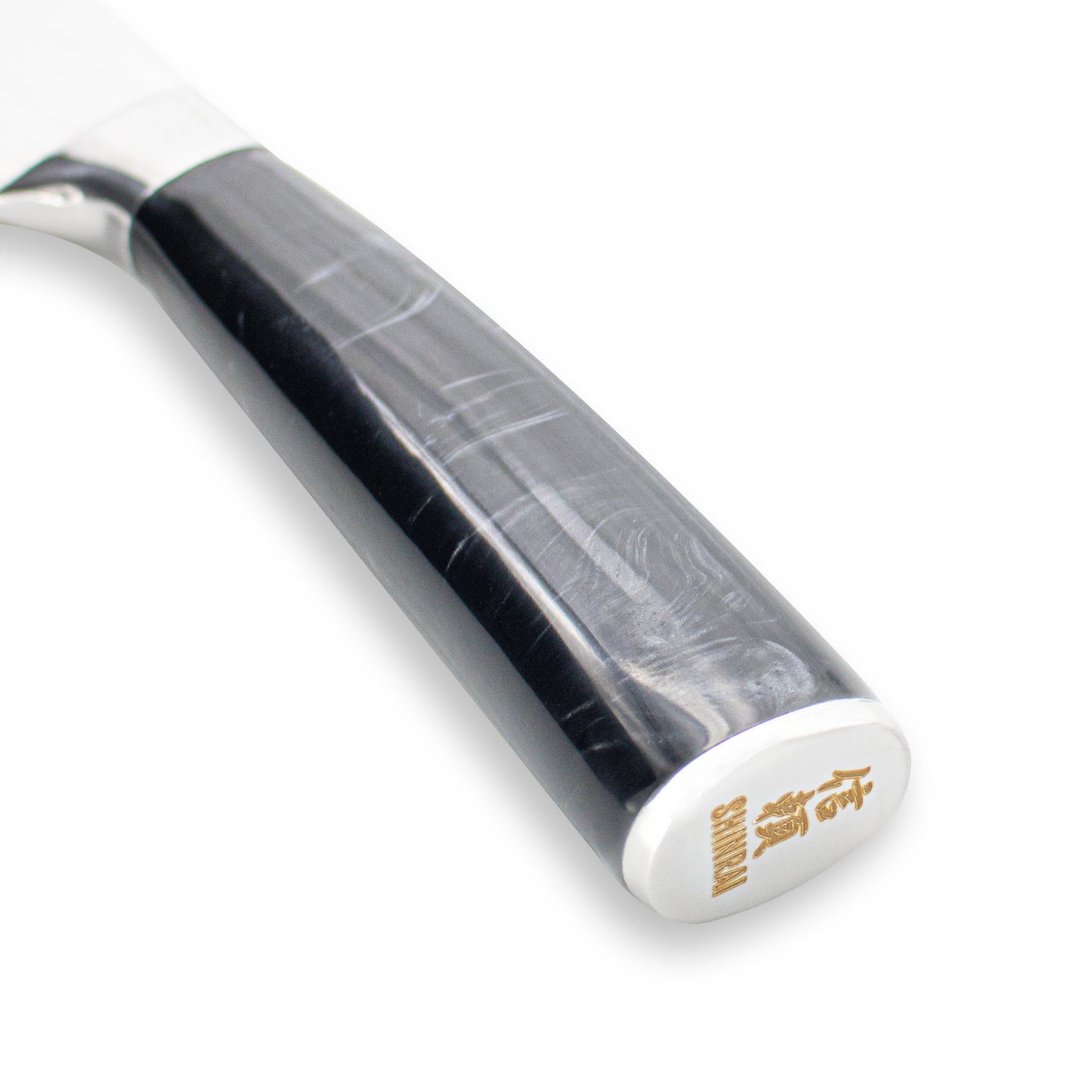 Shinrai Knives – Santokumesser mit Damaszener-Print und Onyx-Epoxidharz, 18 cm