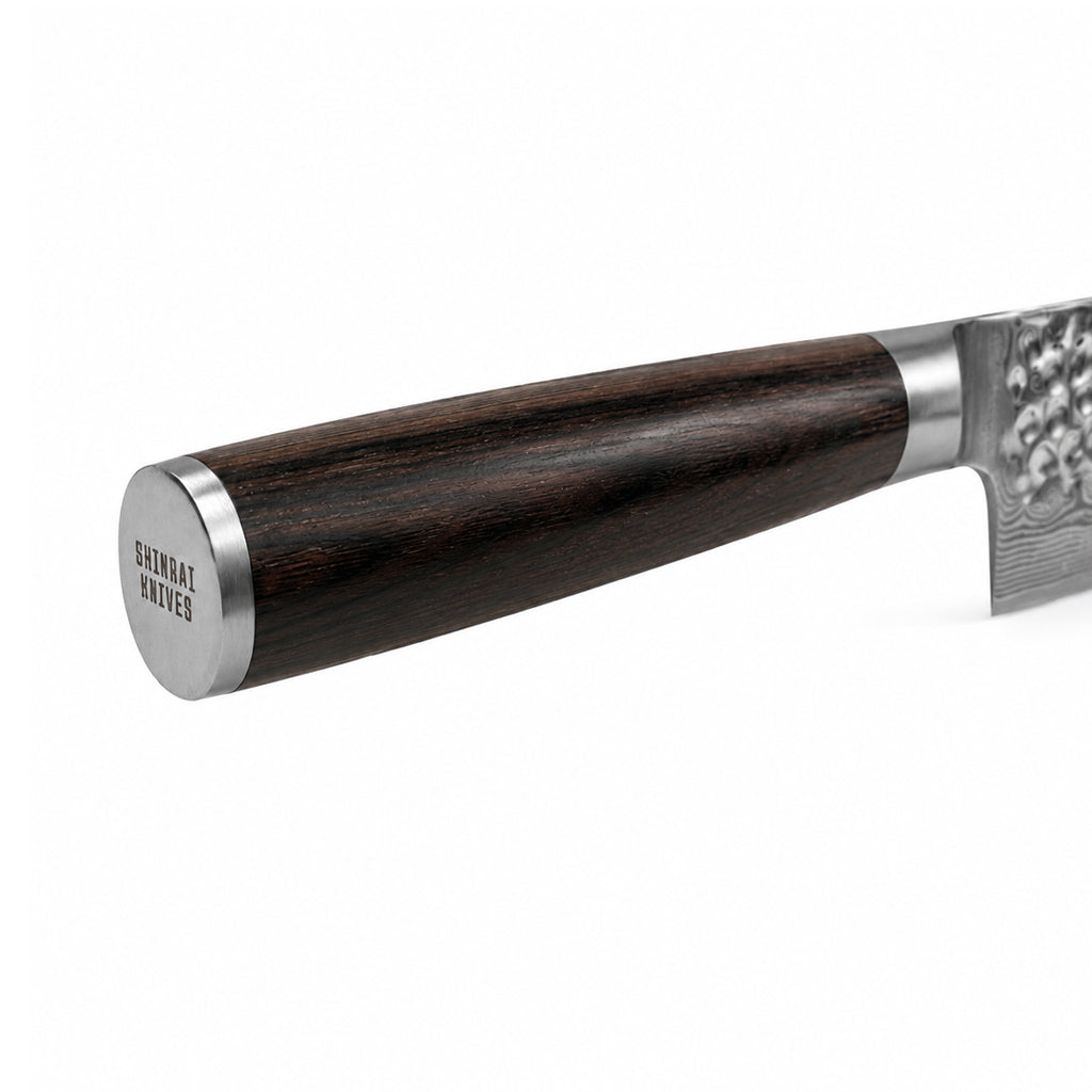 Shinrai Knives - Hammered Damask BR 3-teiliges Messerset - Kochmesser + Nakiri + Santoku