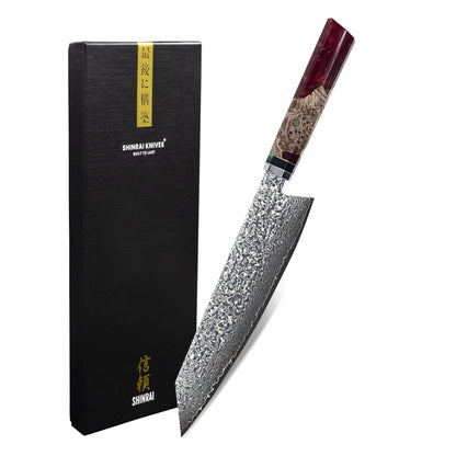 Shinrai Knives - Rubin Oktagon Damast Kiritsuke Messer 23 CM - Sonderausgabe