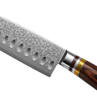 Shinrai Knives - Micarta Juwelen Damaskus Santoku 18 cm