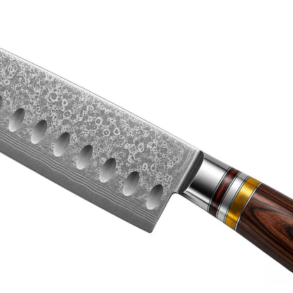 Shinrai Knives - Micarta Juwelen Damaskus Santoku 18 cm
