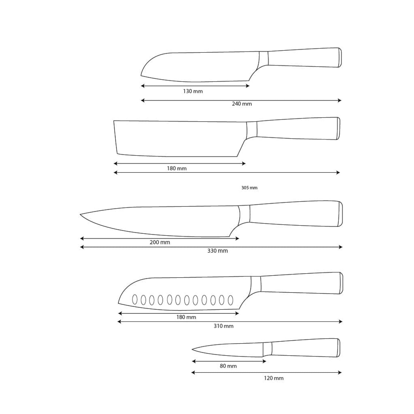Shinrai Knives – 5-teiliges Messerset mit Damaszener-Print