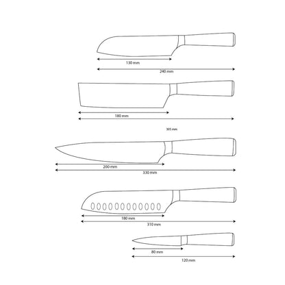Shinrai Knives – 5-teiliges Messerset mit Damaszener-Print