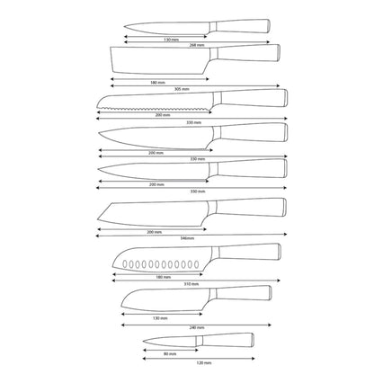 Shinrai Knives - Damascus Print 9-teiliges Messerset