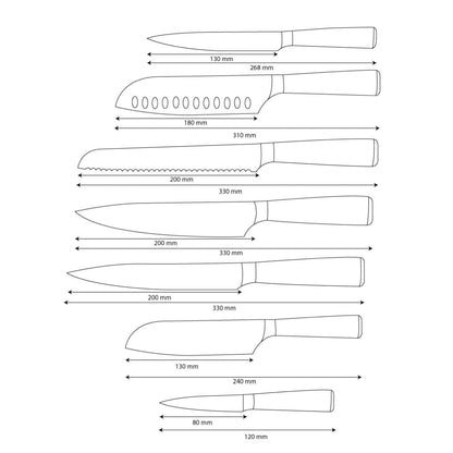 Shinrai Knives -  Damastdruck 7-teiliges Messerset