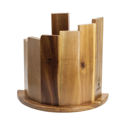 Shinrai Knives – Damascus Print Onyx Epoxy 9-teiliges Messerset + magnetischer Messerblock Scalae – Akazienholz